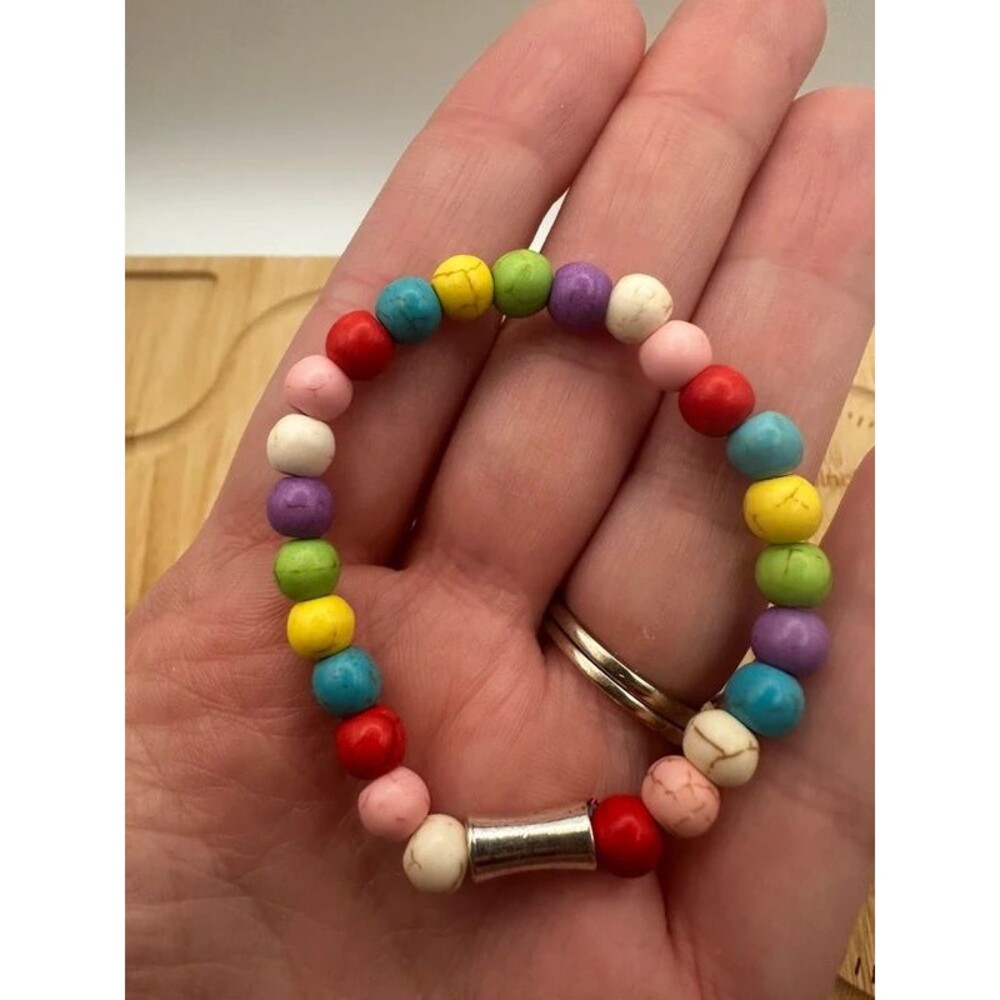 Rainbow Stone Beaded Stretch Bracelet